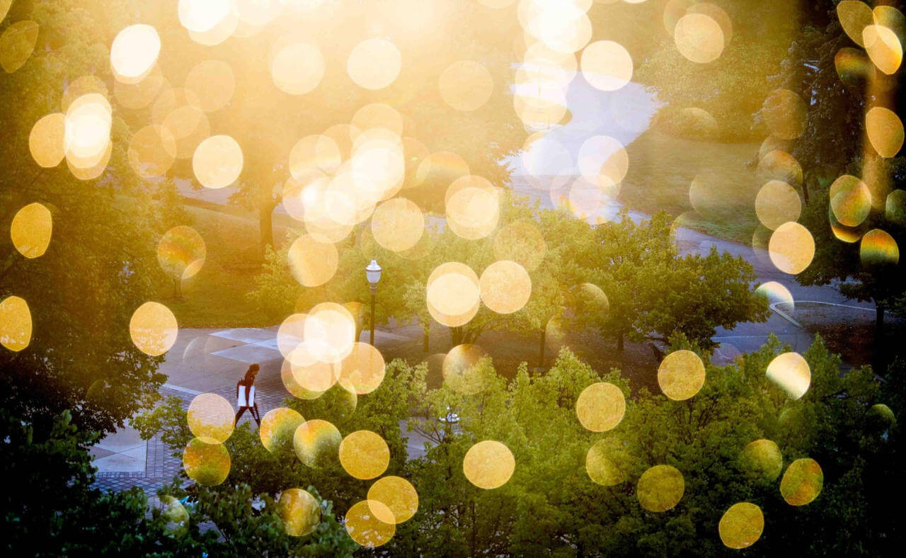 GVSU campus with light spots